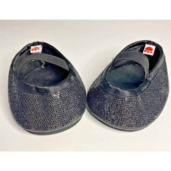 Build A Bear Shoes Black Sparkle Flats BAB Accessories Replacement Mary Janes - Picture 2 of 9